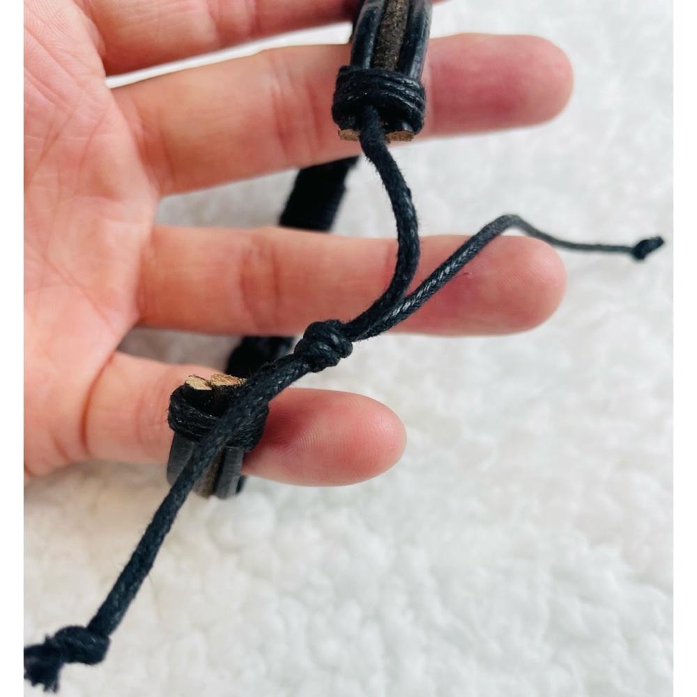 Black/Brown Woven Adjustable Unisex Bracelet - Picture 5 of 8